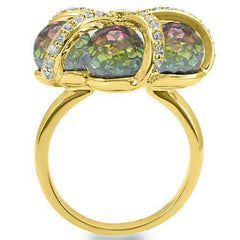 Jewellery Kingdom Ladies Aurora Borealis Statement Cocktail Ring (Gold) - Rings - British D'sire