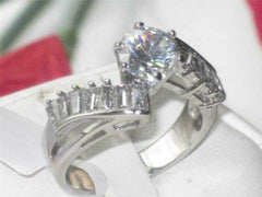 Jewellery Kingdom Ladies Baguettes Cz Solitaire 3 Carat Swirl Stainless Steel Silver Ring - Jewelry Rings - British D'sire