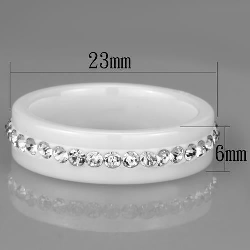 Jewellery Kingdom Ladies Band 6mm Ceramic Full Eternity Stainless Steel Ring (White) - Jewelry Rings - British D'sire