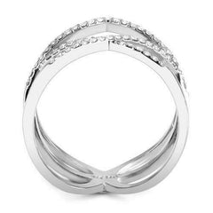 Jewellery Kingdom Ladies Band Cubic Zirconia Open Comfort Stainless Steel Ring (Silver) - Jewelry Rings - British D'sire