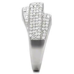 Jewellery Kingdom Ladies Band Sterling Silver Cz Triple Row Pave Stamped Italian Silver Ring - Jewelry Rings - British D'sire