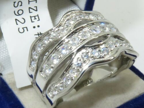 Jewellery Kingdom Ladies Band Sterling Silver Pave 8mm Wide Cubic Zirconia Eternity Ring - Jewelry Rings - British D'sire