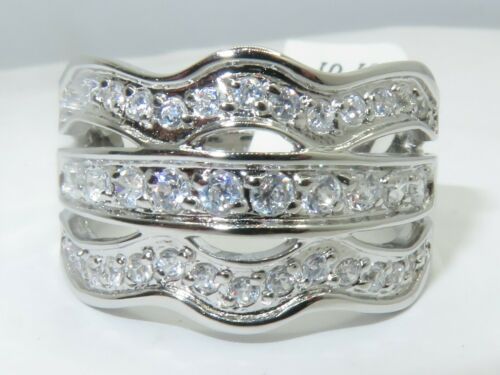 Jewellery Kingdom Ladies Band Sterling Silver Pave 8mm Wide Cubic Zirconia Eternity Ring - Jewelry Rings - British D'sire