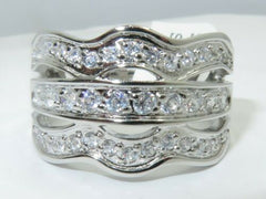 Jewellery Kingdom Ladies Band Sterling Silver Pave 8mm Wide Cubic Zirconia Eternity Ring - Jewelry Rings - British D'sire