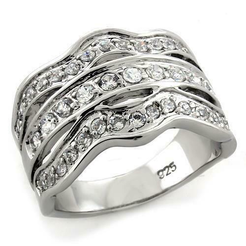 Jewellery Kingdom Ladies Band Sterling Silver Pave 8mm Wide Cubic Zirconia Eternity Ring - Jewelry Rings - British D'sire