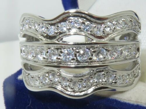 Jewellery Kingdom Ladies Band Sterling Silver Pave 8mm Wide Cubic Zirconia Eternity Ring - Jewelry Rings - British D'sire