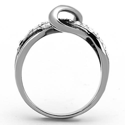 Jewellery Kingdom Ladies Band Swirl Cz Pave Stainless Steel Ring (Silver) - Jewelry Rings - British D'sire