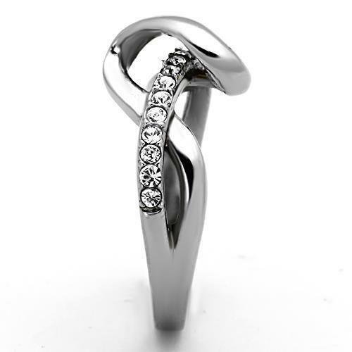 Jewellery Kingdom Ladies Band Swirl Cz Pave Stainless Steel Ring (Silver) - Jewelry Rings - British D'sire