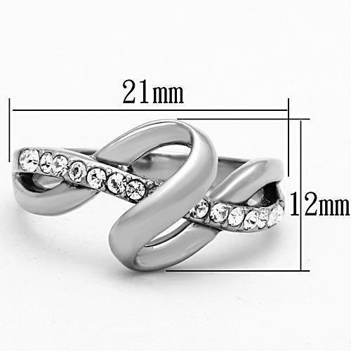 Jewellery Kingdom Ladies Band Swirl Cz Pave Stainless Steel Ring (Silver) - Jewelry Rings - British D'sire