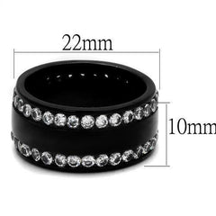 Jewellery Kingdom Ladies Black Cz Stainless Steel Band Eternity Wedding Ring - Jewelry Rings - British D'sire