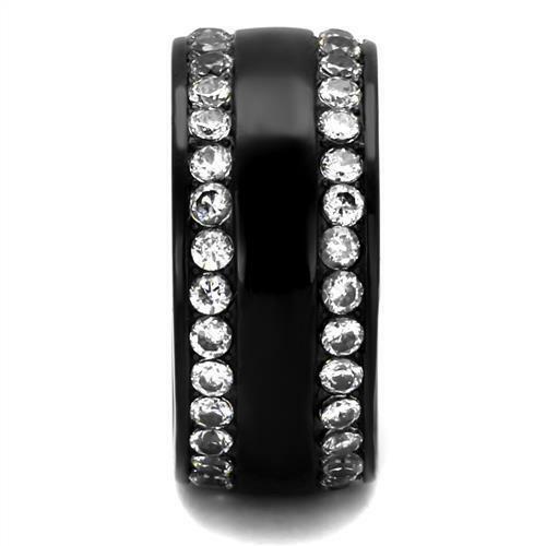 Jewellery Kingdom Ladies Black Cz Stainless Steel Band Eternity Wedding Ring - Jewelry Rings - British D'sire