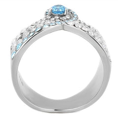 Jewellery Kingdom Ladies Blue Topaz Cz Stainless Steel 15mm Wide Band Pretty Silver Ring - Jewelry Rings - British D'sire