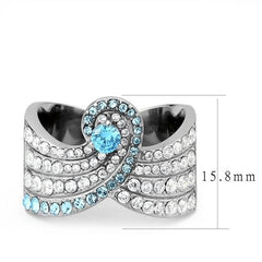 Jewellery Kingdom Ladies Blue Topaz Cz Stainless Steel 15mm Wide Band Pretty Silver Ring - Jewelry Rings - British D'sire