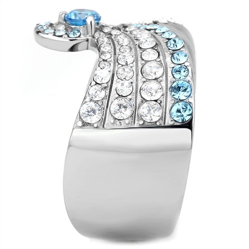 Jewellery Kingdom Ladies Blue Topaz Cz Stainless Steel 15mm Wide Band Pretty Silver Ring - Jewelry Rings - British D'sire