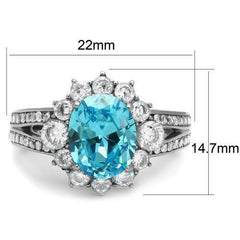 Jewellery Kingdom Ladies Blue Topaz Oval Cluster Cz 3 Carat Stainless Steel Ring - Jewelry Rings - British D'sire