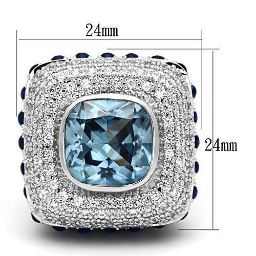 Jewellery Kingdom Ladies Blue Topaz Sapphire Cubic Zirconia Bezel Statement Cocktail Ring - Jewelry Rings - British D'sire