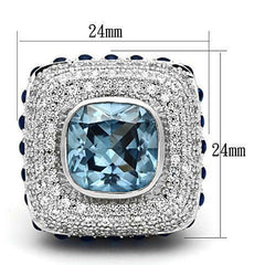 Jewellery Kingdom Ladies Blue Topaz Sapphire Cubic Zirconia Bezel Statement Cocktail Ring - Jewelry Rings - British D'sire