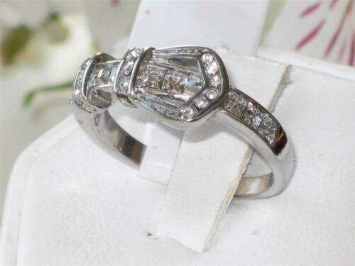 Jewellery Kingdom Ladies Buckle Cubic Zirconia Stainless Steel Band Dress No Tarnish Ring - Jewelry Rings - British D'sire