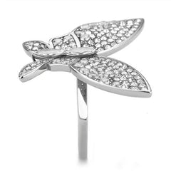 Jewellery Kingdom Ladies Butterfly Pave Cocktail Big Statement Stainless Steel Ring (Silver) - Jewelry Rings - British D'sire