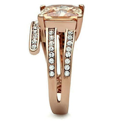 Jewellery Kingdom Ladies Champagne Princess Square Cut Steel Dress Ring (Rose Gold & Brown) - Jewelry Rings - British D'sire