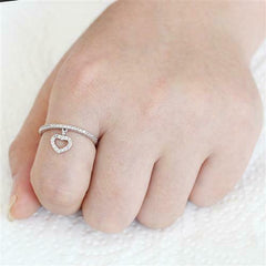 Jewellery Kingdom Ladies Charm Heart Dangle Handmade Band Elegant Pretty Rhodium Ring (Silver) - Jewelry Rings - British D'sire