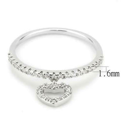 Jewellery Kingdom Ladies Charm Heart Dangle Handmade Band Elegant Pretty Rhodium Ring (Silver) - Jewelry Rings - British D'sire