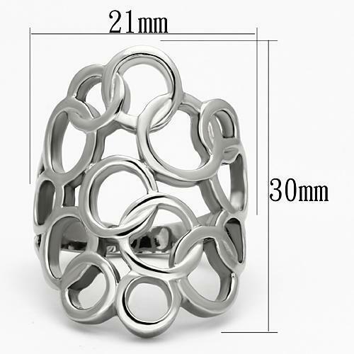 Jewellery Kingdom Ladies Circles No Stone Stainless Steel Flat Contemporary Ring (Silver) - Jewelry Rings - British D'sire