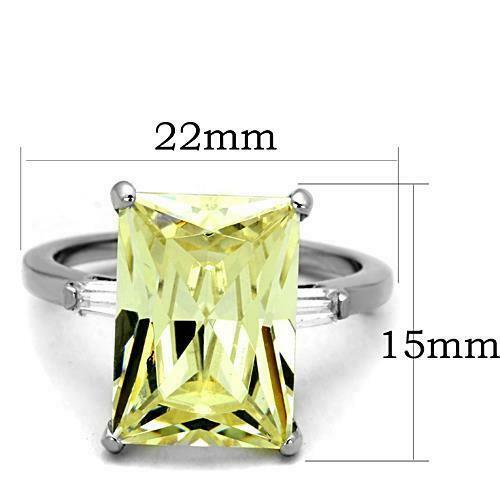 Jewellery Kingdom Ladies Citrine Emerald Cut Cubic Zirconia Stainless Steel 11 Carat Baguettes Ring - Jewelry Rings - British D'sire