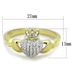 Jewellery Kingdom Ladies Claddagh Ring Gold Cz 18kt Sterling Silver Stamped Irish Handmade - Jewelry Rings - British D'sire