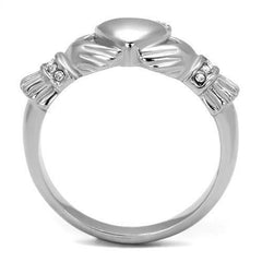 Jewellery Kingdom Ladies Claddagh Stainless Steel Celtic Irish No Stone Band Ring (Silver) - Jewelry Rings - British D'sire