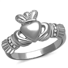 Jewellery Kingdom Ladies Claddagh Stainless Steel Celtic Irish No Stone Band Ring (Silver) - Jewelry Rings - British D'sire