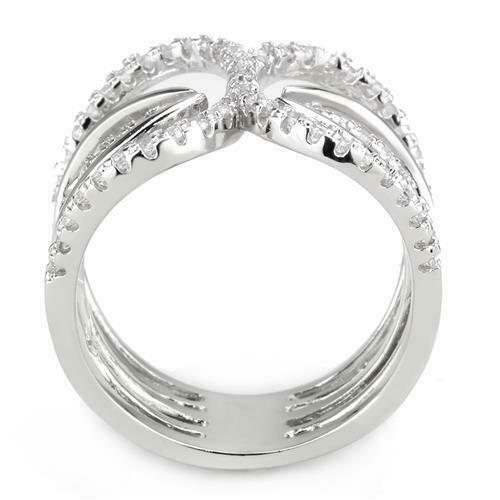 Jewellery Kingdom Ladies Claw Band Wide Comfort Cubic Zirconia Rhodium Ring (Silver) - Jewelry Rings - British D'sire