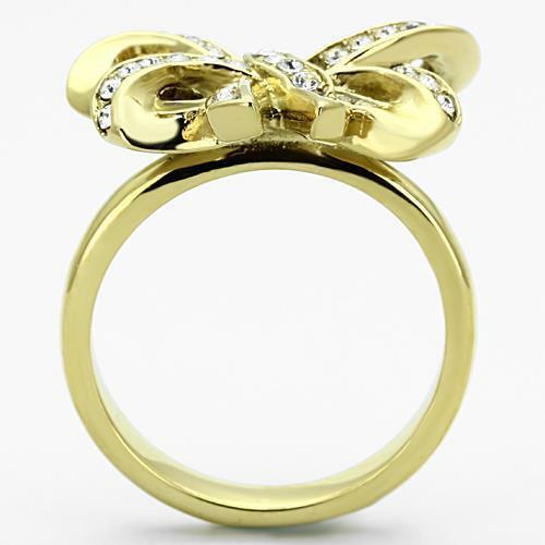 Jewellery Kingdom Ladies Cocktail Bow Pave Cubic Zirconia 18 Carat Ring (Gold) - Jewelry Rings - British D'sire