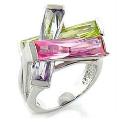 Jewellery Kingdom Ladies cocktail Cubic Zirconia Silver Rhodium Pink Peridot Amethyst Ring (Multi Colour) - Jewelry Rings - British D'sire