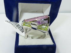 Jewellery Kingdom Ladies cocktail Cubic Zirconia Silver Rhodium Pink Peridot Amethyst Ring (Multi Colour) - Jewelry Rings - British D'sire