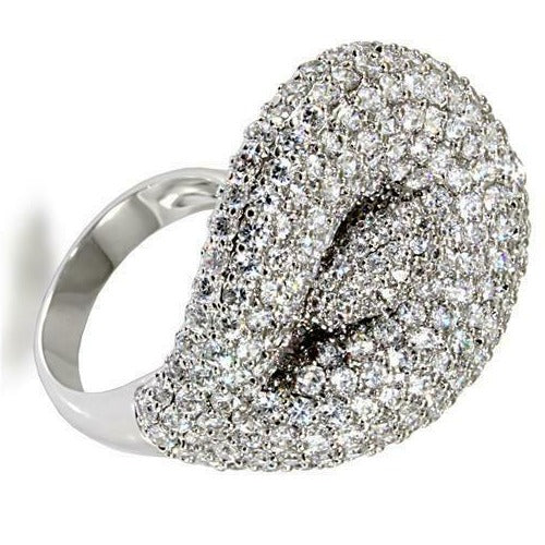 Jewellery Kingdom Ladies Cocktail Cz Statement Rhodium Pave Silver Ring - Jewelry Rings - British D'sire