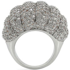 Jewellery Kingdom Ladies Cocktail Dome Cubic Zirconia Rhodium Big Statement Ring (Silver) - Jewelry Rings - British D'sire