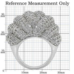 Jewellery Kingdom Ladies Cocktail Dome Cubic Zirconia Rhodium Big Statement Ring (Silver) - Jewelry Rings - British D'sire