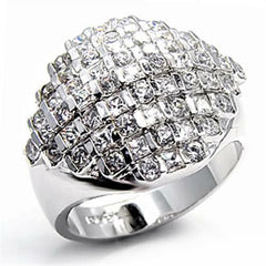 Jewellery Kingdom Ladies Cocktail Dome Cz Statement Princess Round Sparkling Ring (Silver) - Jewelry Rings - British D'sire