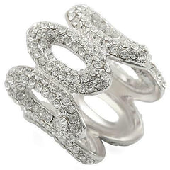 Jewellery Kingdom Ladies Cocktail Full Eternity Oval Rhodium Cz Statement Pave Ring (Silver) - Jewelry Rings - British D'sire