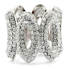 Jewellery Kingdom Ladies Cocktail Full Eternity Oval Rhodium Cz Statement Pave Ring (Silver) - Jewelry Rings - British D'sire