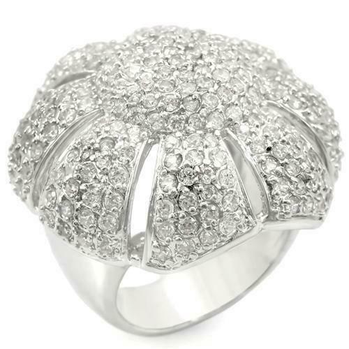 Jewellery Kingdom Ladies Cocktail Ring Big Pave Silver Rhodium Cubic Zirconia Statemeent - Jewelry Rings - British D'sire