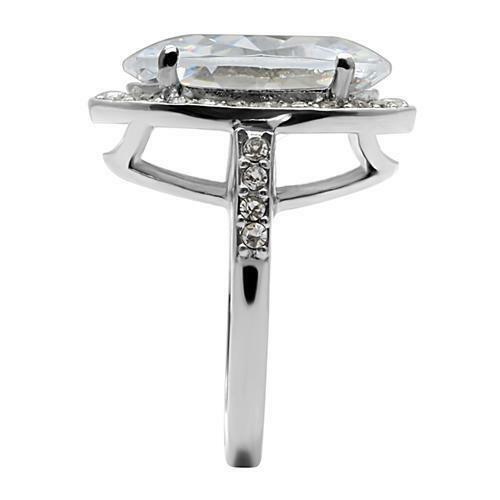 Jewellery Kingdom Ladies Cocktail Silver Cubic Zirconia Stainless Steel Silver Ring - Jewelry Rings - British D'sire