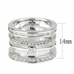 Jewellery Kingdom Ladies Cocktail Stack Statement Band Rhodium Ring (Silver) - Rings - British D'sire