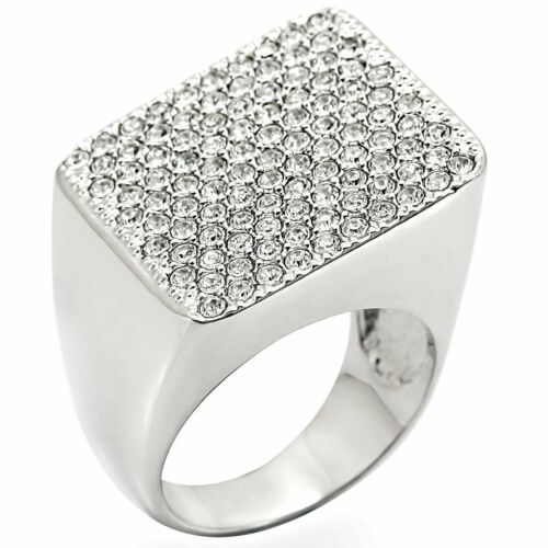 Jewellery Kingdom Ladies Cocktail Super Sparkling Pave Rhodium Cubic Zirconnia Ring (Silver) - Jewelry Rings - British D'sire