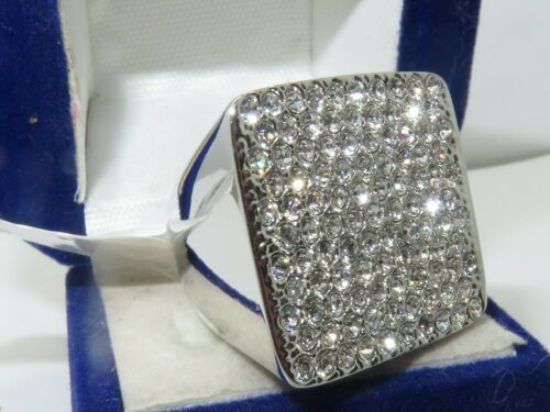 Jewellery Kingdom Ladies Cocktail Super Sparkling Pave Rhodium Cubic Zirconnia Ring (Silver) - Jewelry Rings - British D'sire