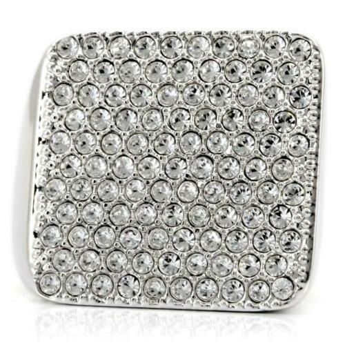 Jewellery Kingdom Ladies Cocktail Super Sparkling Pave Rhodium Cubic Zirconnia Ring (Silver) - Jewelry Rings - British D'sire