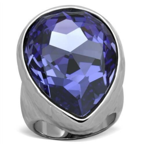 Jewellery Kingdom Ladies Cocktail Tanzanite Purple 25 Carat Stainless Steel Bezel Ring - Jewelry Rings - British D'sire