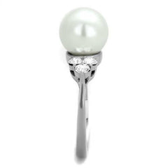 Jewellery Kingdom Ladies Cream Pearl Cz Stainless Steel Dress Cocktail Ring (Silver) - Jewelry Rings - British D'sire