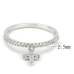 Jewellery Kingdom Ladies Cross Charm Dangle Band Rhodium Ring (Silver) - Rings - British D'sire